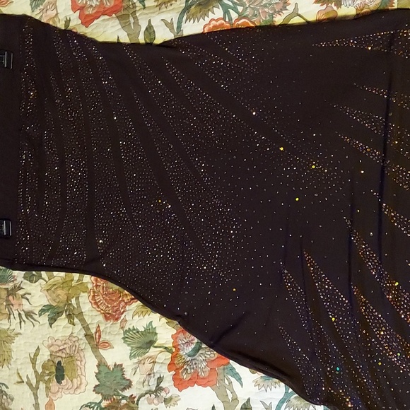 Beautiful Lipstick Strapless Stretch Long Brown Sequined Dress Sz M - Picture 1 of 8